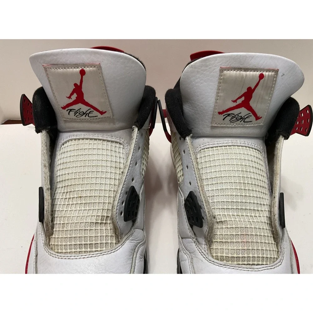 Air Jordan 4 Retro Red Cement White Fire Red Black DH6927-161 Mens 11.5 No Laces